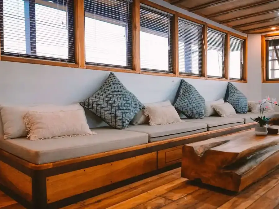 Teak lounge aboard a phinisi